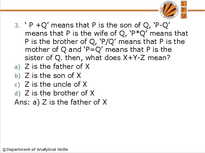 ‘ P +Q’ means that P is the son of Q, ‘P-Q’ means that