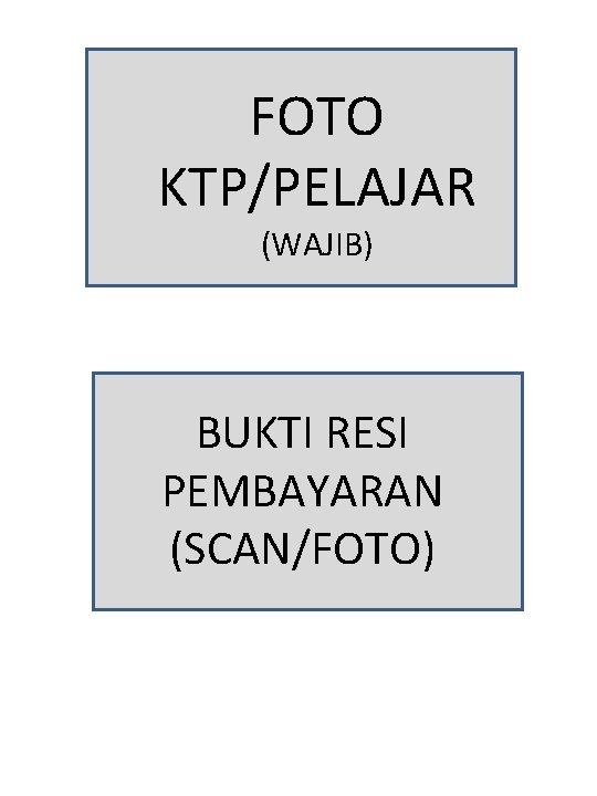 FOTO KTP/PELAJAR (WAJIB) BUKTI RESI PEMBAYARAN (SCAN/FOTO) 