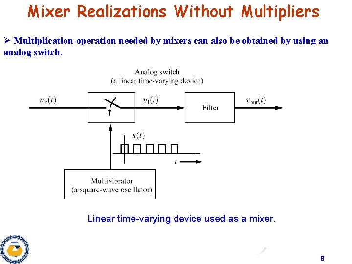 Mixer Realizations Without Multipliers Ø Multiplication operation needed by mixers can also be obtained