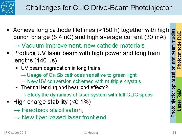 § Achieve long cathode lifetimes (>150 h) together with high bunch charge (8. 4