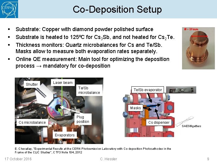 Co-Deposition Setup § § Substrate: Copper with diamond powder polished surface Substrate is heated