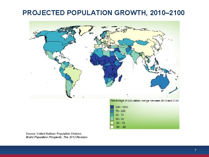 PROJECTED POPULATION GROWTH, 2010– 2100 Source: United Nations Population Division, World Population Prospects: The