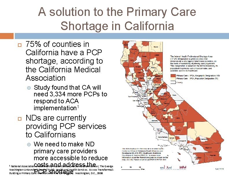 A solution to the Primary Care Shortage in California 75% of counties in California