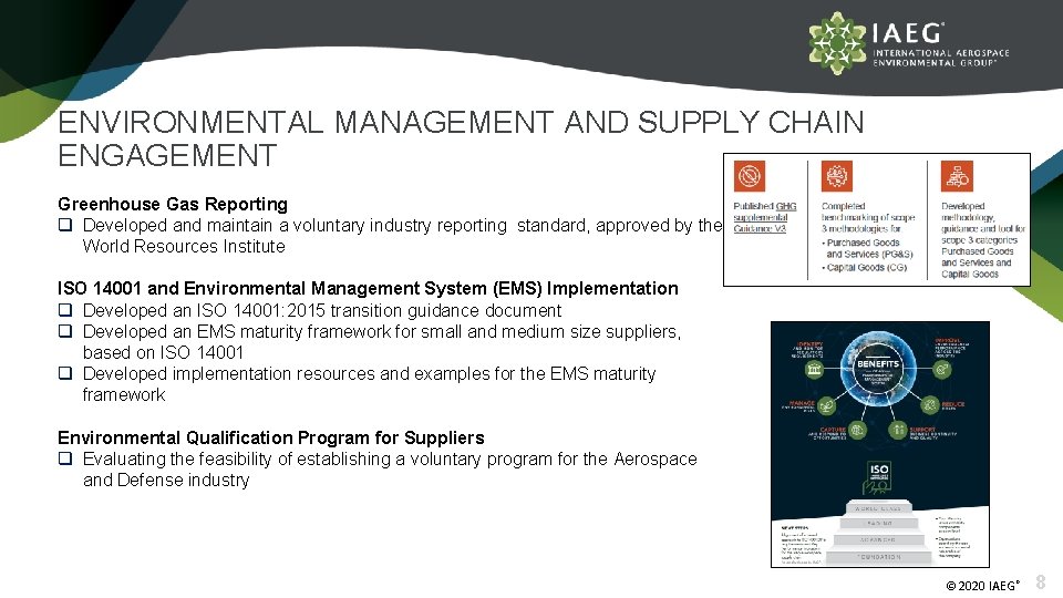 ENVIRONMENTAL MANAGEMENT AND SUPPLY CHAIN ENGAGEMENT Greenhouse Gas Reporting q Developed and maintain a