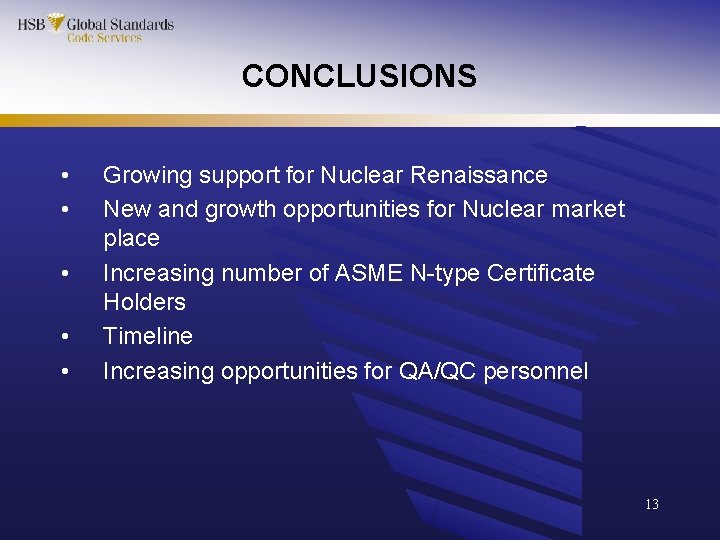 CONCLUSIONS • • • Growing support for Nuclear Renaissance New and growth opportunities for