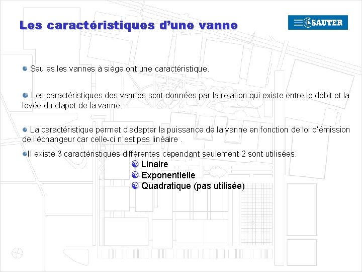 Les caractéristiques d’une vanne Seules vannes à siège ont une caractéristique. Les caractéristiques des