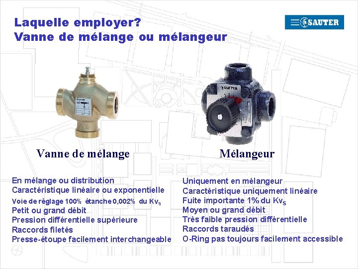 Laquelle employer? Vanne de mélange ou mélangeur Vanne de mélange En mélange ou distribution