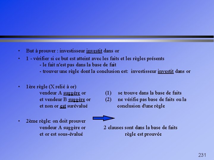  • • But à prouver : investisseur investit dans or 1 - vérifier