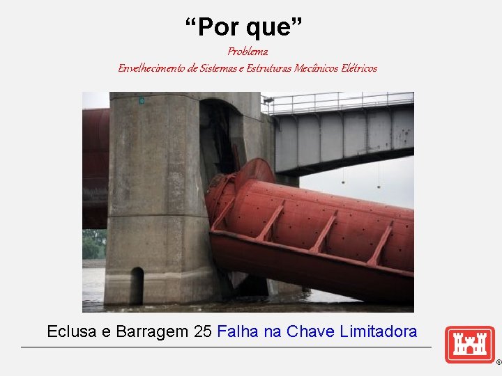 “Por que” Problema Envelhecimento de Sistemas e Estruturas Mecânicos Elétricos Eclusa e Barragem 25