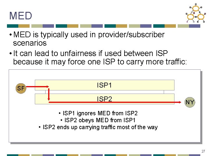 MED • MED is typically used in provider/subscriber scenarios • It can lead to