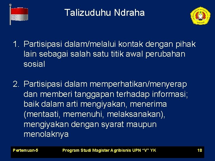 Talizuduhu Ndraha 1. Partisipasi dalam/melalui kontak dengan pihak lain sebagai salah satu titik awal