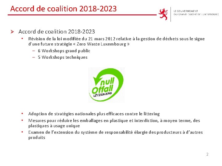 Accord de coalition 2018 -2023 Ø Accord de coalition 2018 -2023 • Révision de