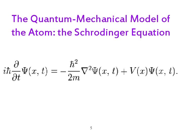 The Quantum-Mechanical Model of the Atom: the Schrodinger Equation 5 