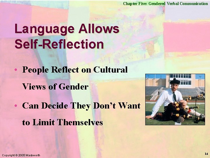 Chapter Five: Gendered Verbal Communication Language Allows Self-Reflection • People Reflect on Cultural Views
