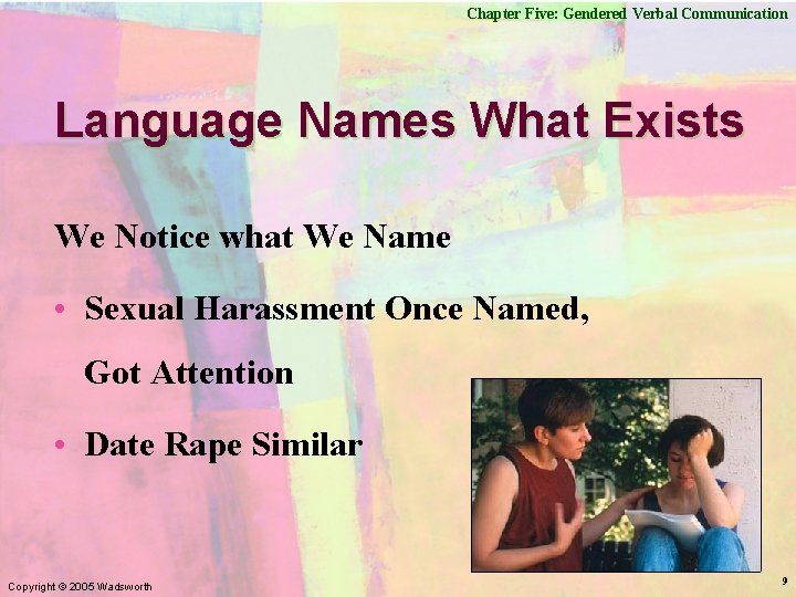 Chapter Five: Gendered Verbal Communication Language Names What Exists We Notice what We Name