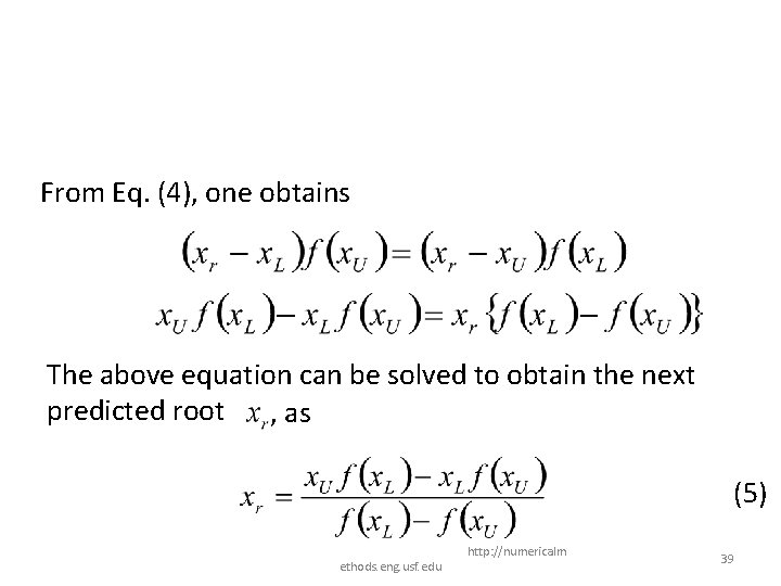 From Eq. (4), one obtains The above equation can be solved to obtain the From Eq. (4), one obtains The above equation can be solved to obtain the