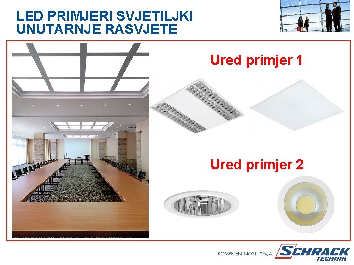 LED PRIMJERI SVJETILJKI UNUTARNJE RASVJETE Ured primjer 1 Ured primjer 2 