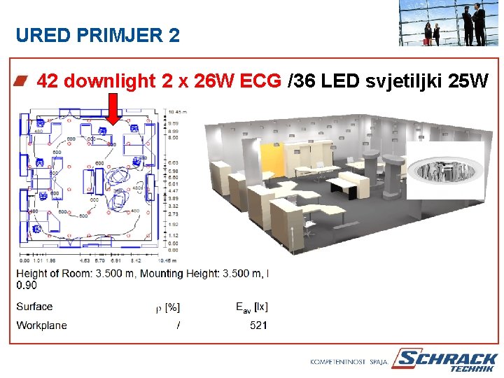 URED PRIMJER 2 42 downlight 2 x 26 W ECG /36 LED svjetiljki 25