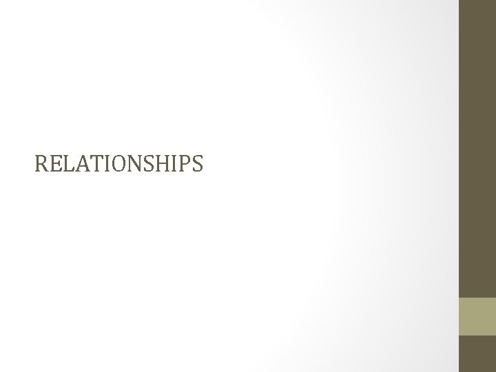 RELATIONSHIPS RELATIONSHIPS