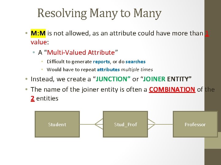 Resolving Many to Many • M: M is not allowed, as an attribute could Resolving Many to Many • M: M is not allowed, as an attribute could