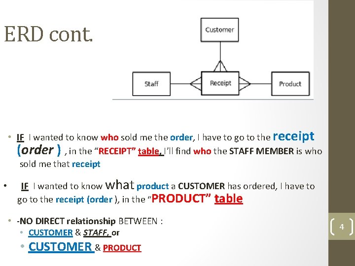 ERD cont. • IF I wanted to know who sold me the order, I ERD cont. • IF I wanted to know who sold me the order, I