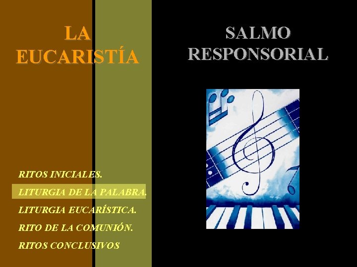 LA EUCARISTÍA RITOS INICIALES. LITURGIA DE LA PALABRA. LITURGIA EUCARÍSTICA. RITO DE LA COMUNIÓN.