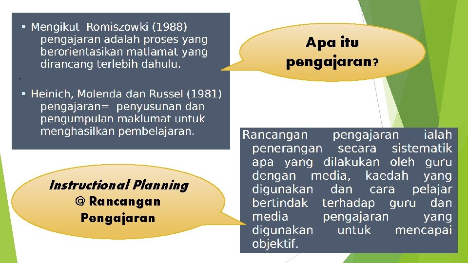 Apa itu pengajaran? Instructional Planning @ Rancangan Pengajaran 