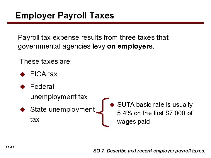 Employer Payroll Taxes Payroll tax expense results from three taxes that governmental agencies levy