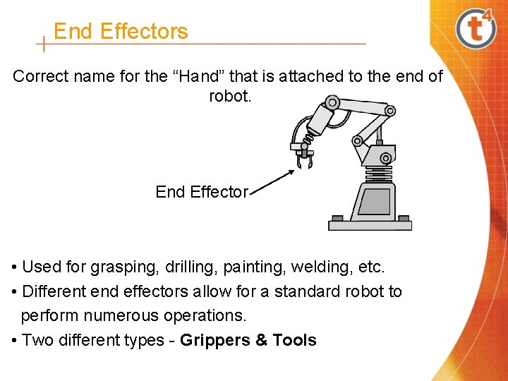 End Effectors Correct name for the “Hand” that is attached to the end of
