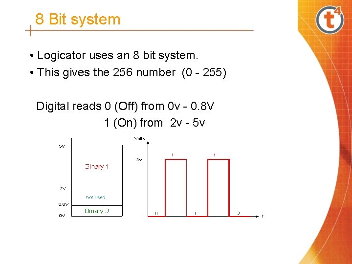 8 Bit system • Logicator uses an 8 bit system. • This gives the