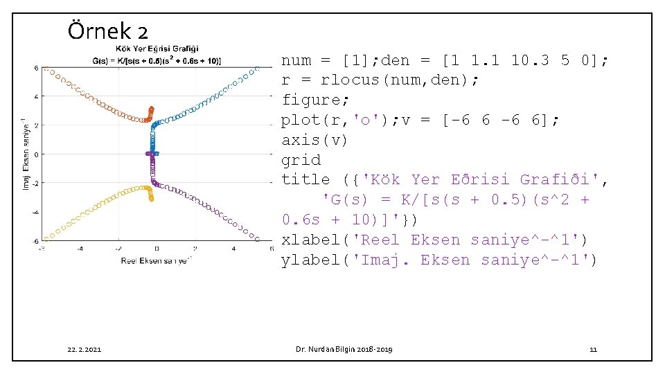 Örnek 2 num = [1]; den = [1 1. 1 10. 3 5 0];