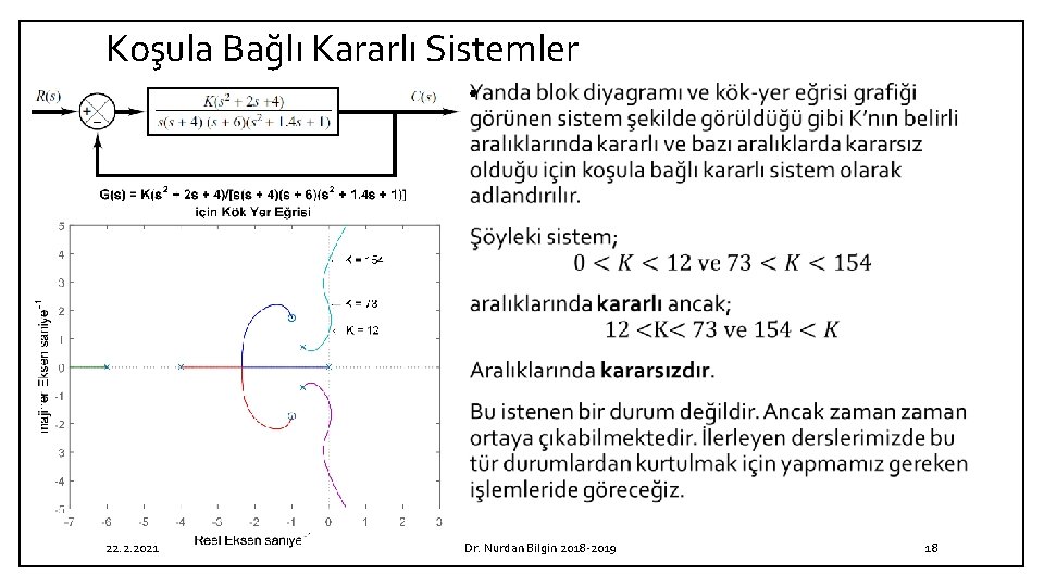 Koşula Bağlı Kararlı Sistemler • 22. 2. 2021 Dr. Nurdan Bilgin 2018 -2019 18