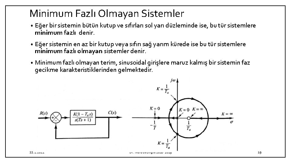 Minimum Fazlı Olmayan Sistemler • Eğer bir sistemin bütün kutup ve sıfırları sol yarı