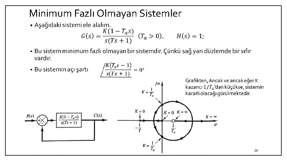 Minimum Fazlı Olmayan Sistemler • 22. 2. 2021 Dr. Nurdan Bilgin 2018 -2019 20