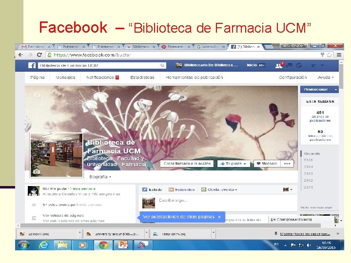 Facebook – “Biblioteca de Farmacia UCM” 