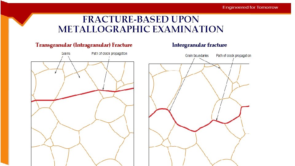 FRACTURE-BASED UPON METALLOGRAPHIC EXAMINATION Transgranular (Intragranular) Fracture Intergranular fracture 