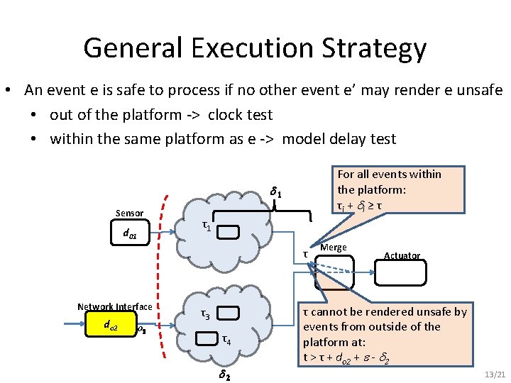 General Execution Strategy • An event e is safe to process if no other