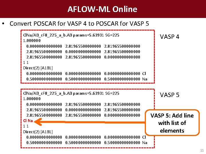 AFLOW-ML Online • Convert POSCAR for VASP 4 to POSCAR for VASP 5 Cl.