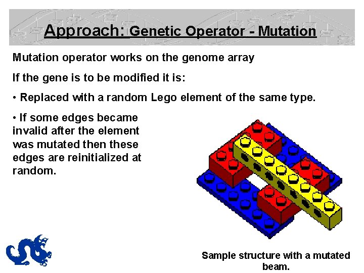 Approach: Genetic Operator - Mutation operator works on the genome array If the gene