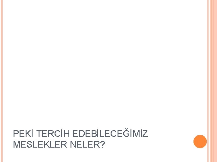 PEKİ TERCİH EDEBİLECEĞİMİZ MESLEKLER NELER? 