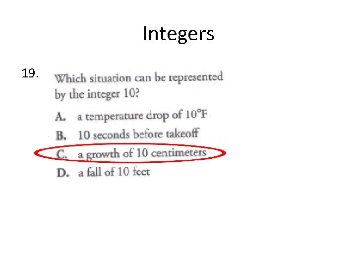 Integers 19. 