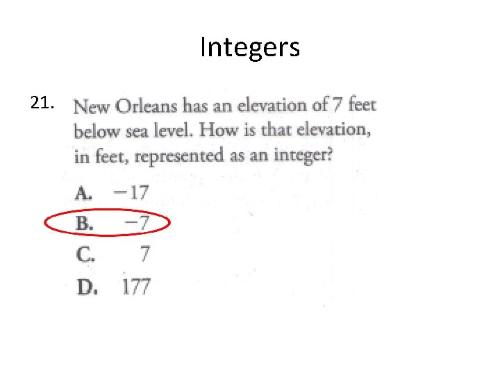 Integers 21. 