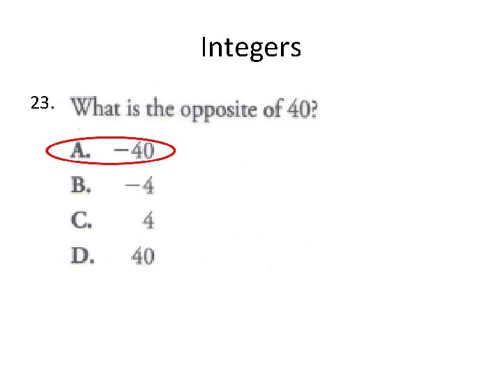 Integers 23. 