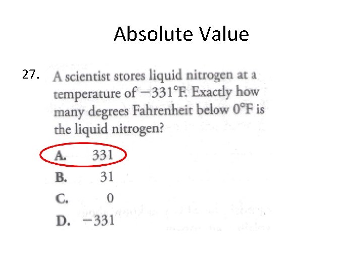 Absolute Value 27. 