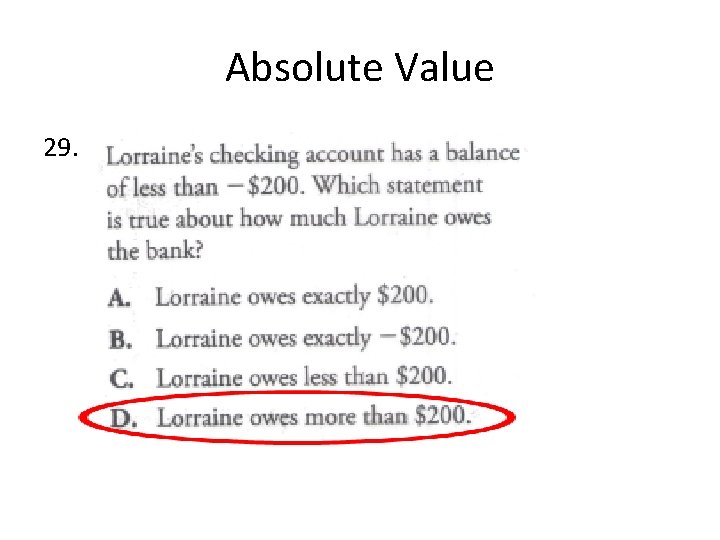 Absolute Value 29. 