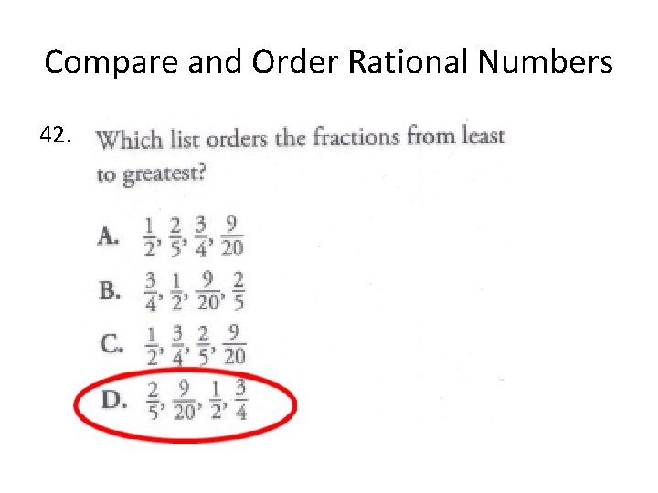 Compare and Order Rational Numbers 42. 