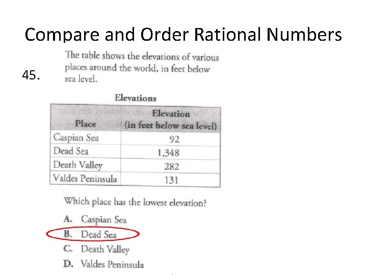 Compare and Order Rational Numbers 45. 
