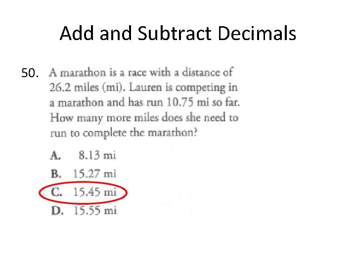 Add and Subtract Decimals 50. 