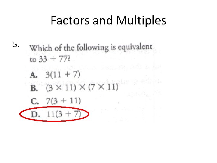 Factors and Multiples 5. 