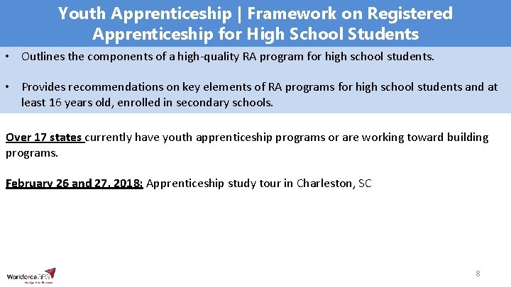 Youth Apprenticeship | Framework on Registered Apprenticeship for High School Students • Outlines the